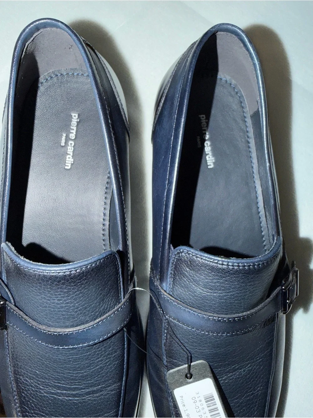 Pierre Cardin Black Leather Slip-On Loafers with Buckle Accent